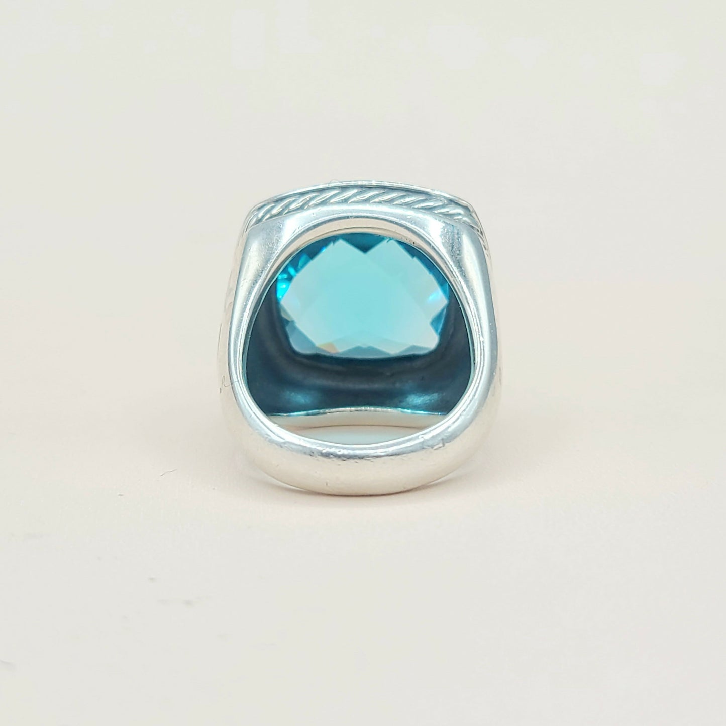 David Yurman Albion Statement Ring 18mm Hampton Blue Topaz AYW Luxury #