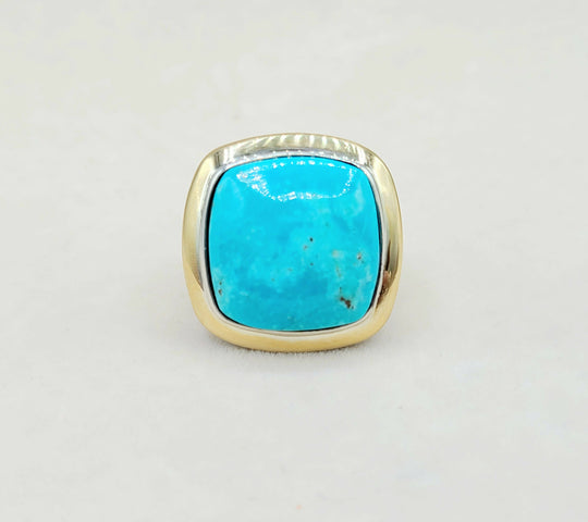David Yurman Albion Statement Ring Turquoise & Gold
