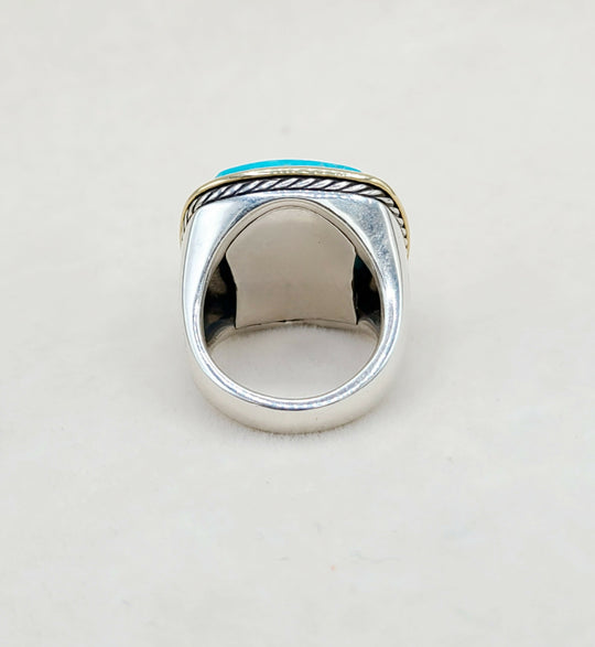 David Yurman Albion Statement Ring Turquoise & Gold