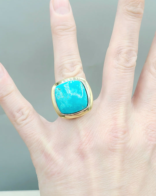 David Yurman Albion Statement Ring Turquoise & Gold
