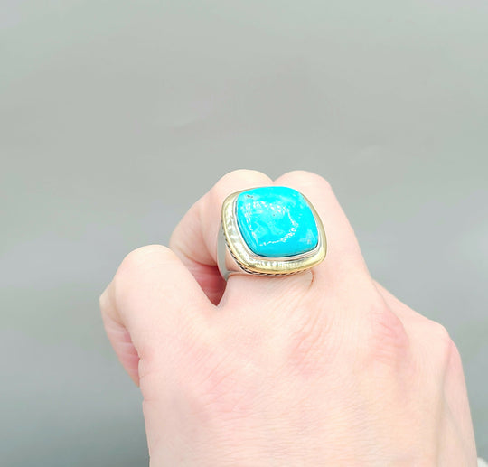 David Yurman Albion Statement Ring Turquoise & Gold