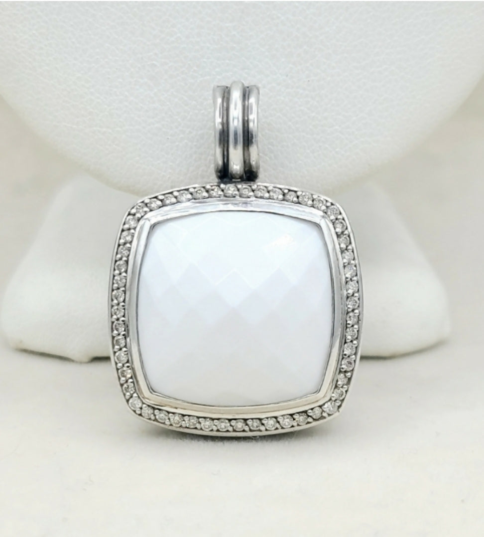 David Yurman Albion White Agate Diamond Pendant Enhancer #