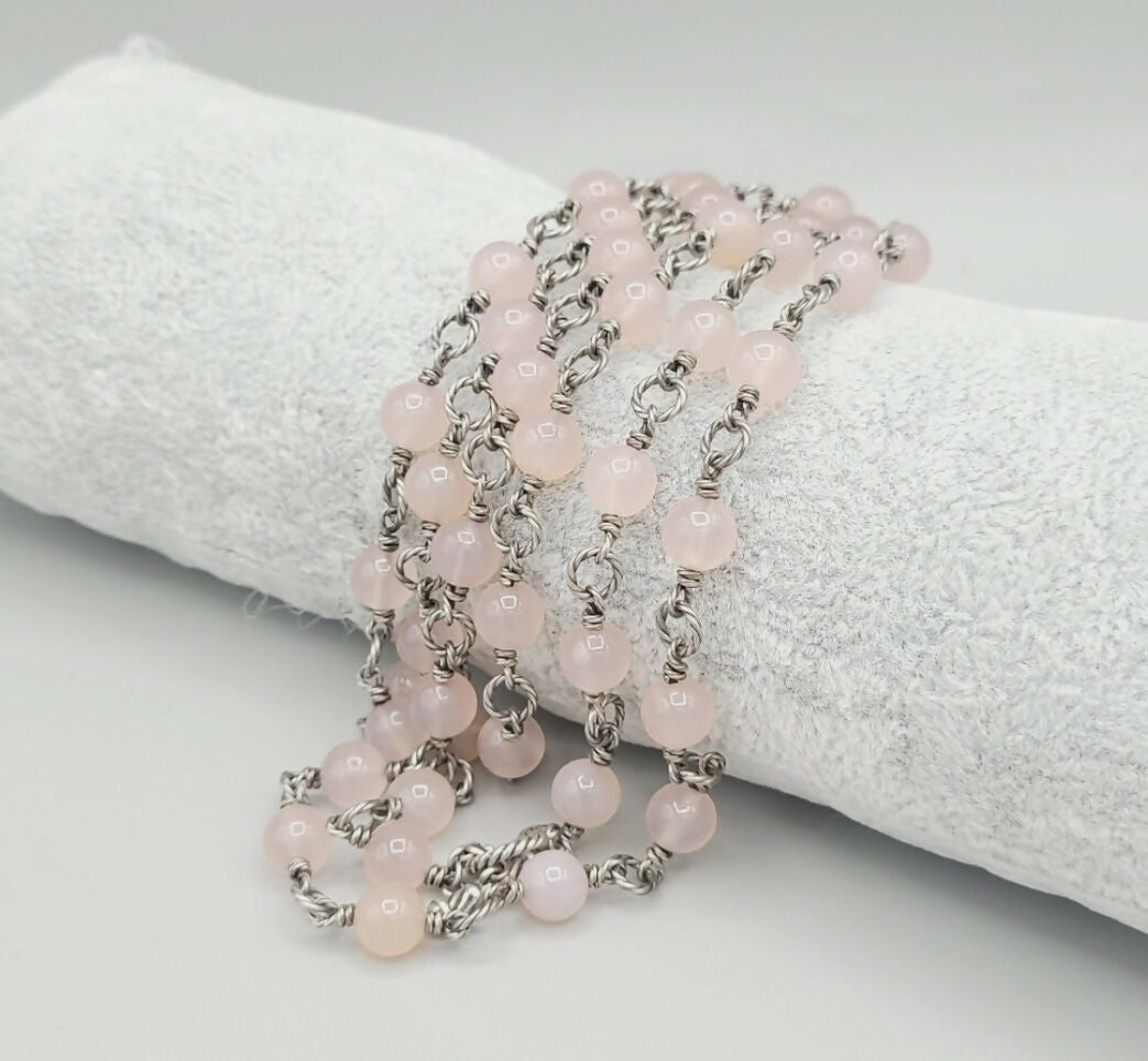 David Yurman Bijoux Necklace – Rose Quartz Cable Link AYW Luxury #