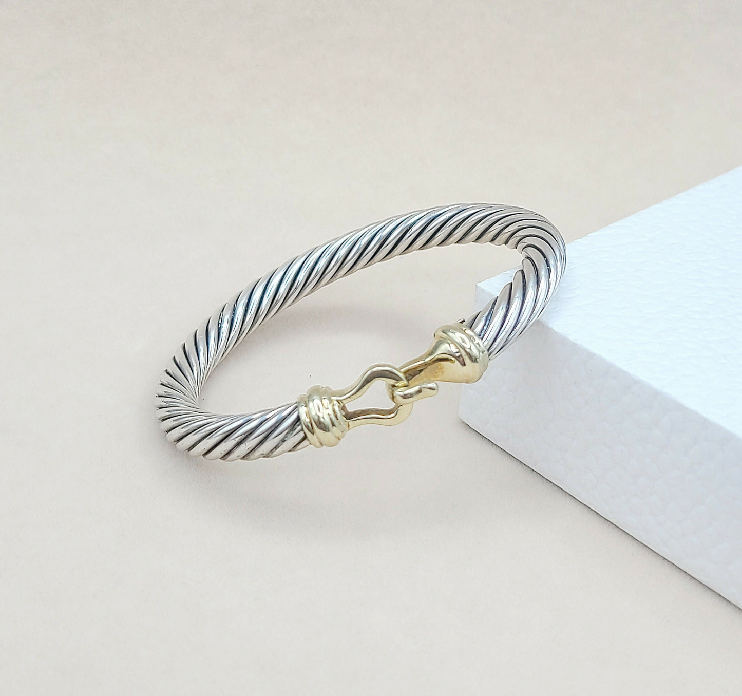 David Yurman 7mm Buckle Bracelet with 14K Gold | Certified Pre-Owned #