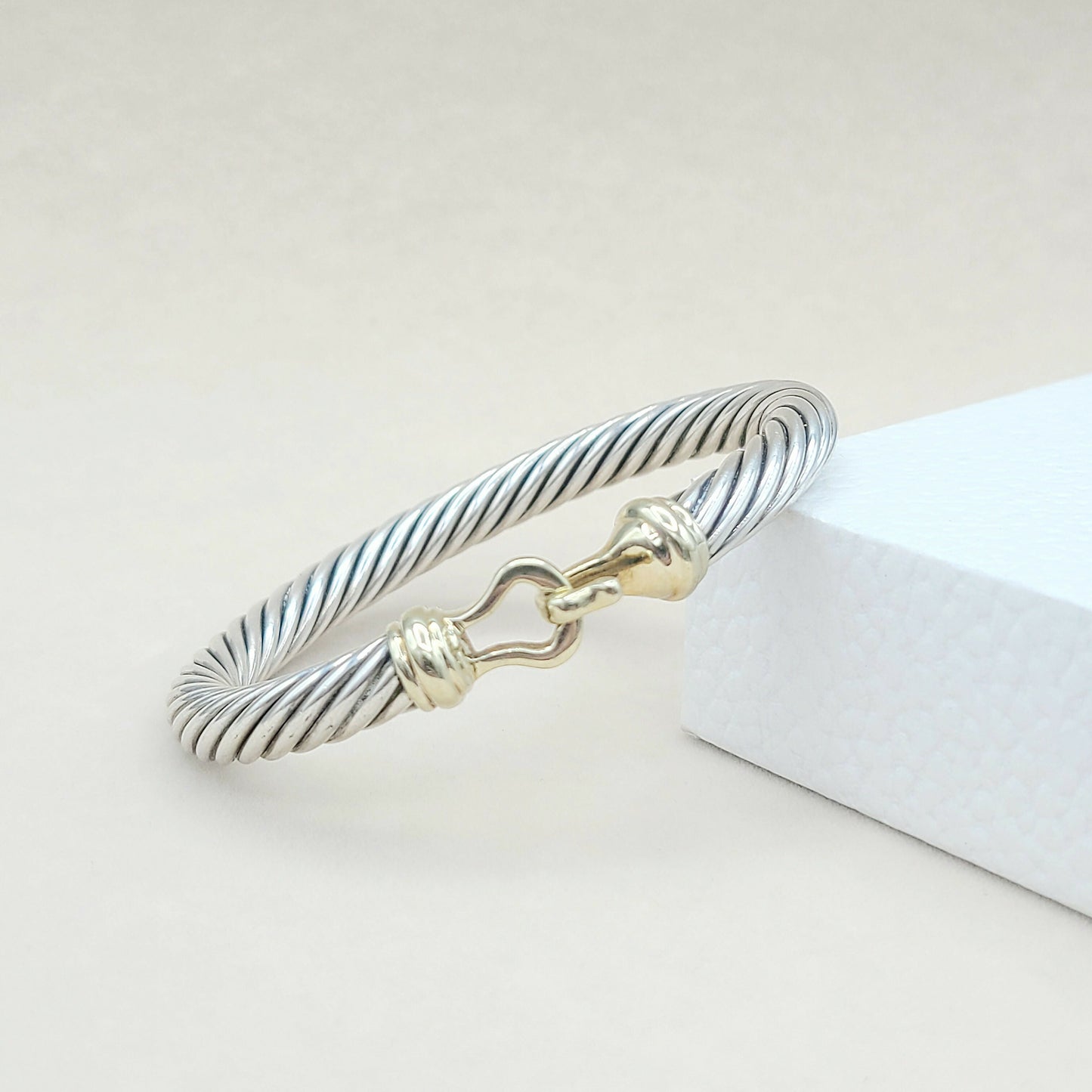 David Yurman 7mm Buckle Bracelet with 14K Gold | Certified Pre-Owned #