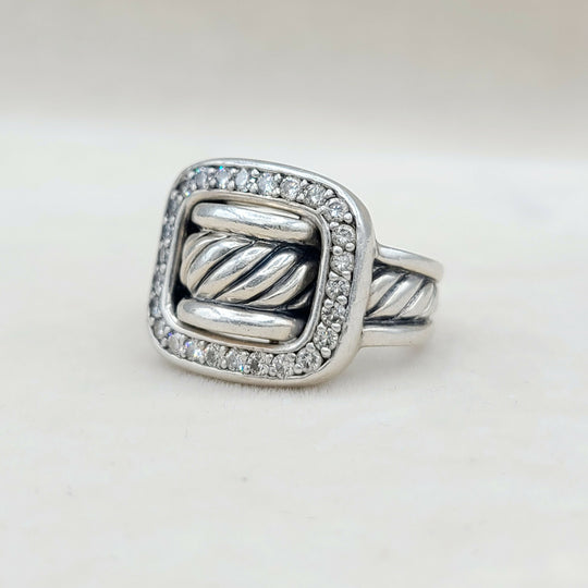 David Yurman Buckle Ring Large with Diamonds
