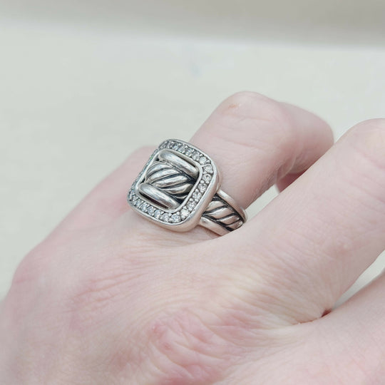 David Yurman Buckle Ring Large with Diamonds