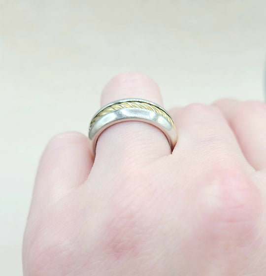 David Yurman Cable Band Ring 8mm Silver & 18K Gold