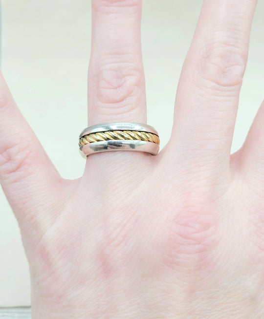 David Yurman Cable Band Ring 8mm Silver & 18K Gold