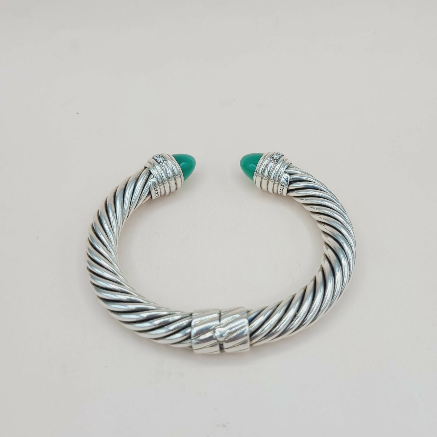 David Yurman 10mm Green Onyx Cable Bracelet With Diamonds