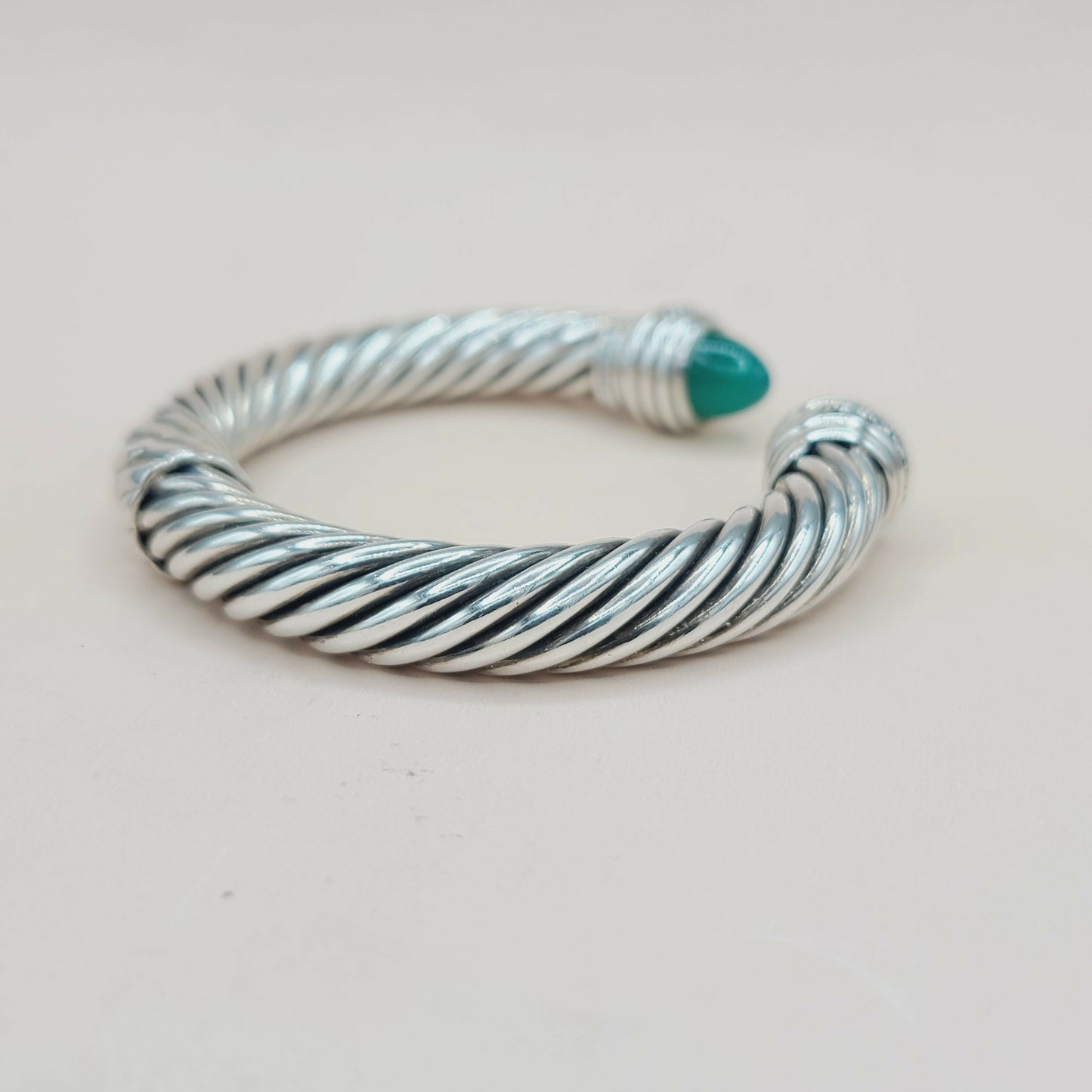 David Yurman 10mm Green Onyx Cable Bracelet With Diamonds