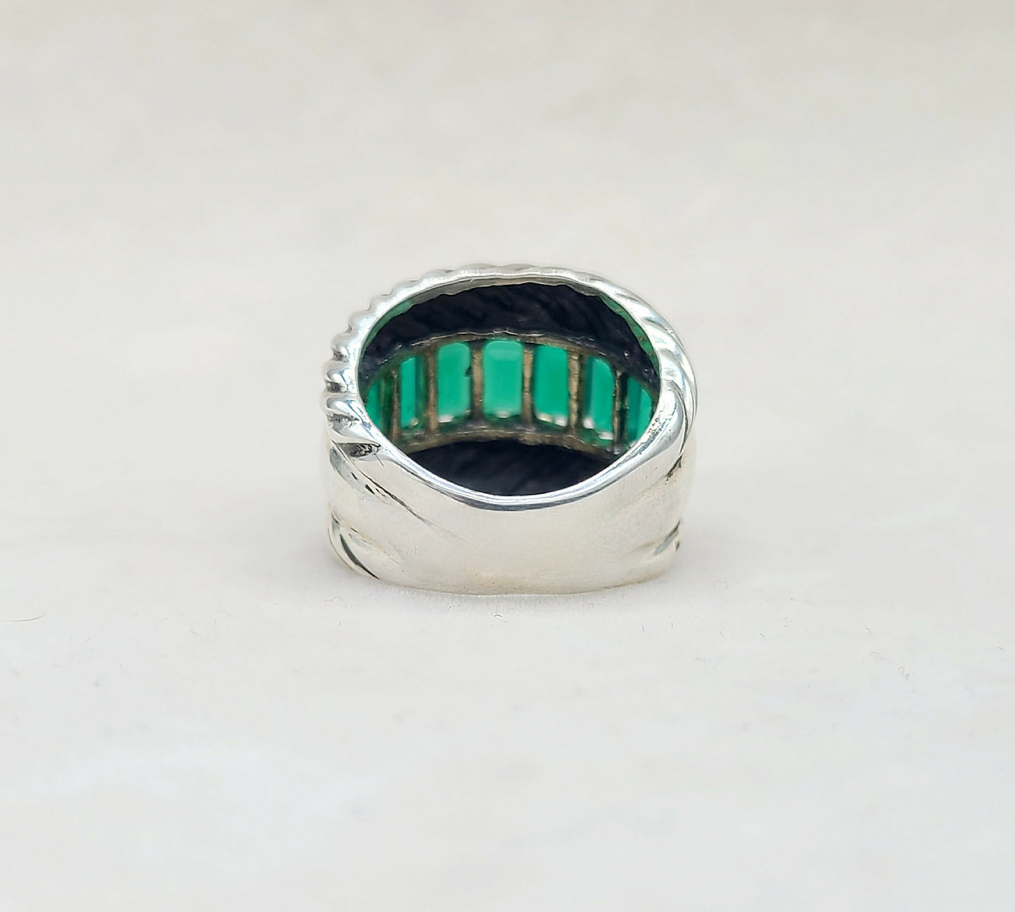 David Yurman Cable Green Onyx Ring With Gold