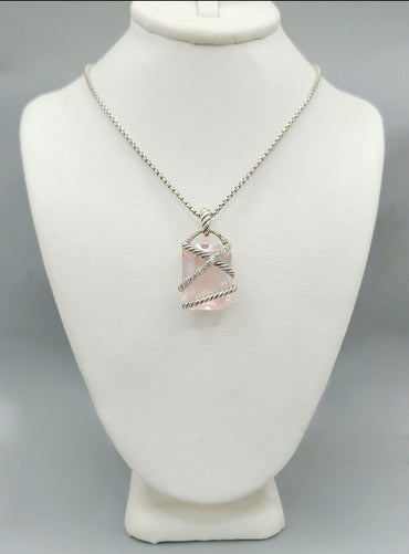 David Yurman Cable Wrap Pendant Necklace Rose Quartz
