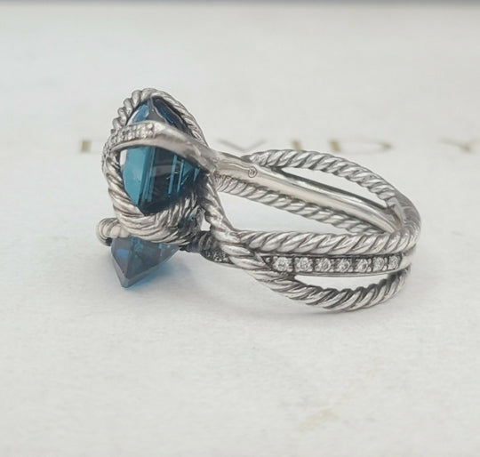 David Yurman Cable Wrap Ring – Blue Topaz & Diamonds