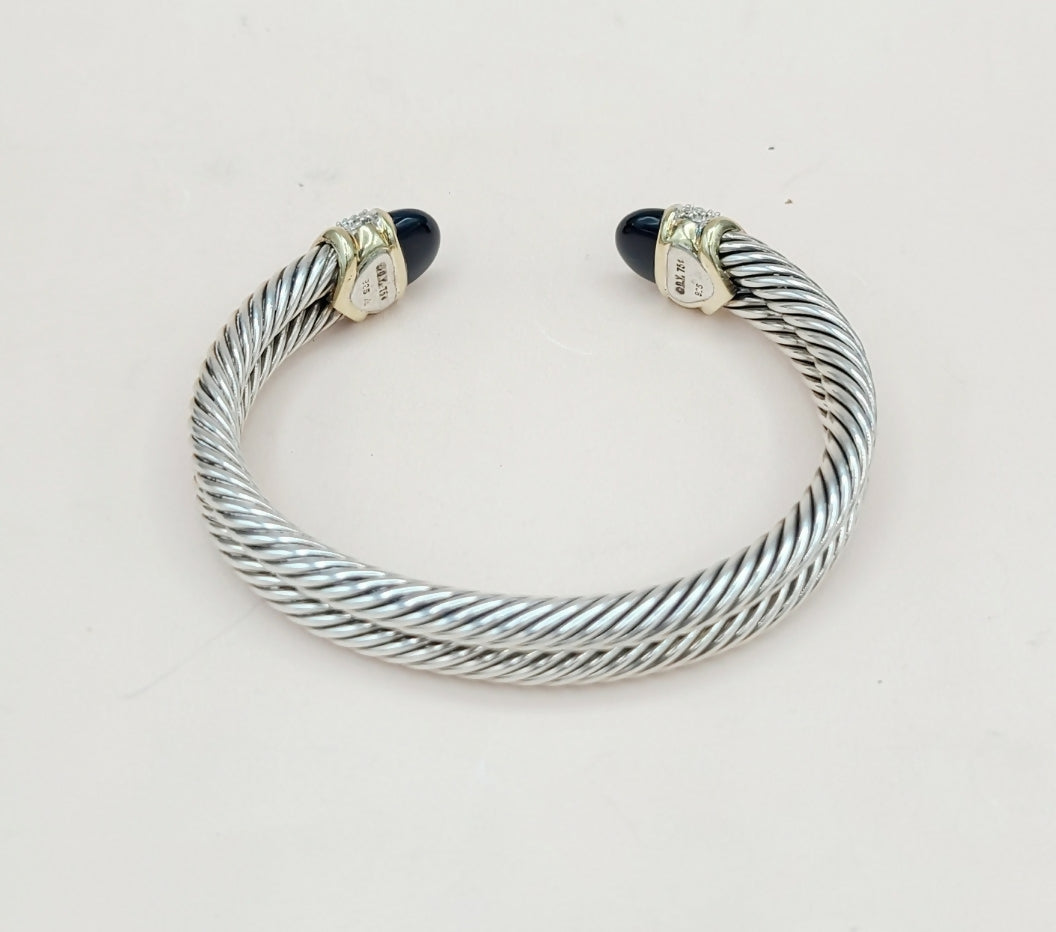 David Yurman Capri Black Onyx & Diamond Bracelet Certified Pre-Owned #