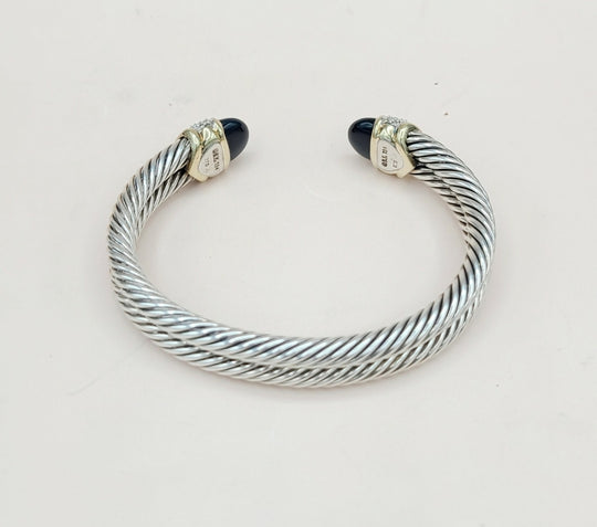 David Yurman Capri Double Cable Bracelet Gold & Diamonds