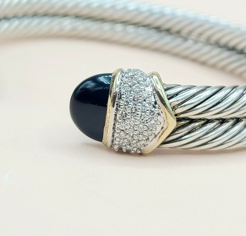David Yurman Capri Black Onyx & Diamond Bracelet Certified Pre-Owned #