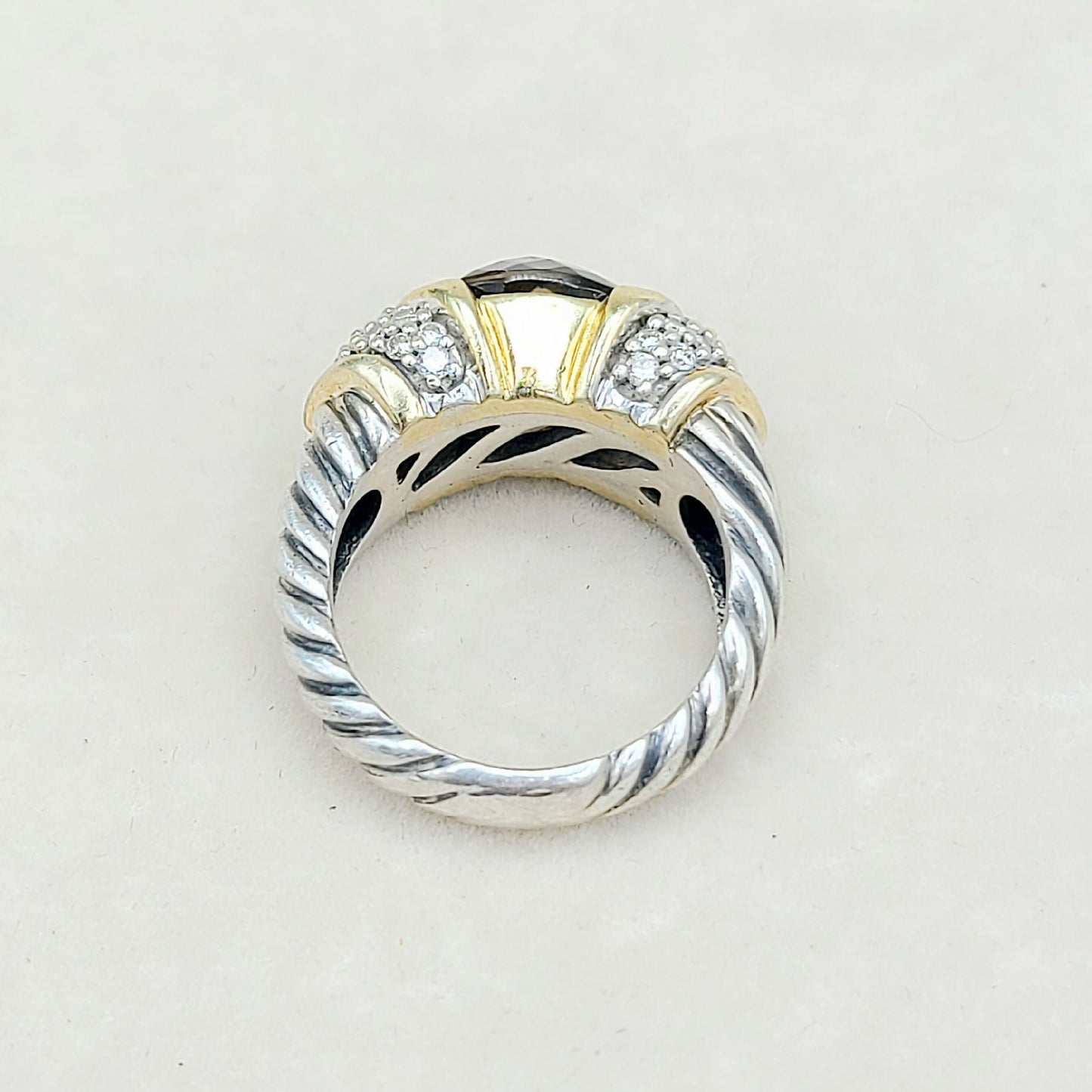 David Yurman Capri Ring Smoky Quartz & Diamonds AYW Luxury #