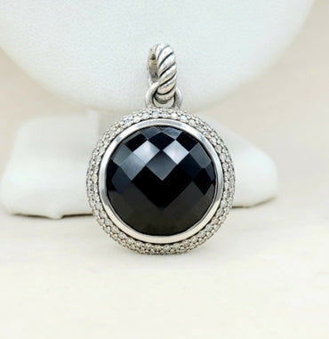 David Yurman Cerise Pendant – 18mm Black Onyx & Diamonds