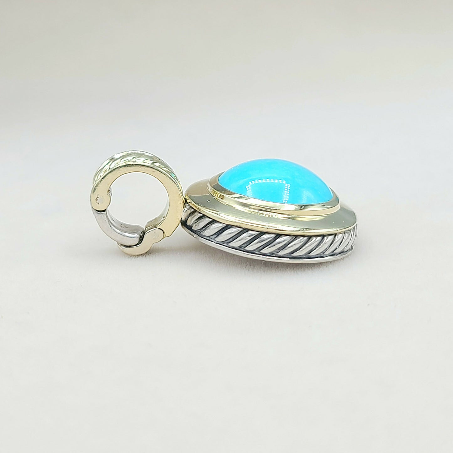 David Yurman Cerise Pendant Enhancer Turquoise & Gold AYW Luxury #