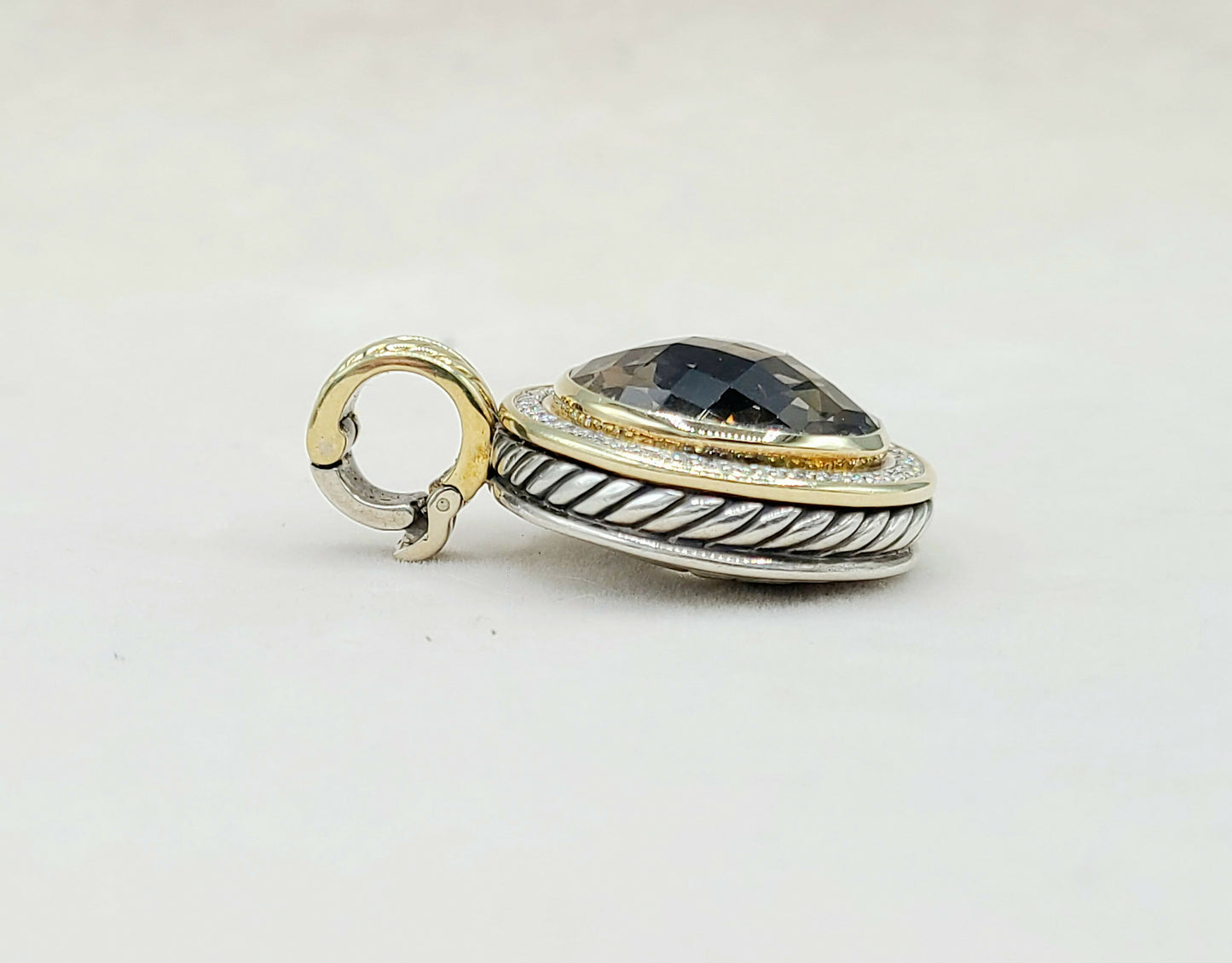 David Yurman Cerise Pendant Enhancer With Smoky Quartz Diamonds And Gold