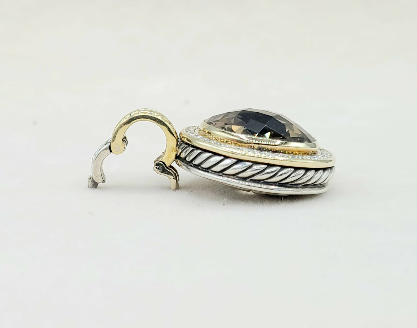 David Yurman Cerise Pendant Enhancer With Smoky Quartz Diamonds And #