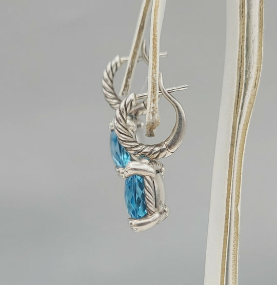 David Yurman Chatelaine Earrings – Blue Topaz & Diamonds