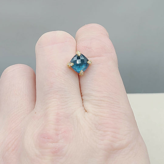 David Yurman Chatelaine Earrings Blue Topaz & Gold