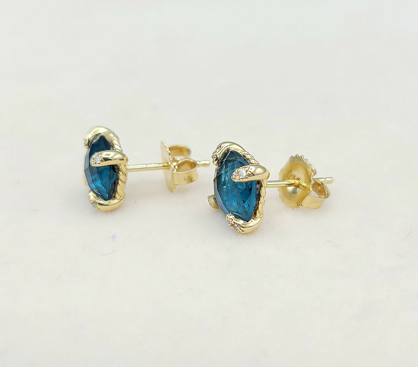 David Yurman Chatelaine Earrings Blue Topaz & Gold AYW Luxury