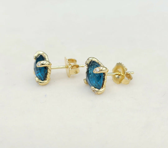 David Yurman Chatelaine Earrings Blue Topaz & Gold