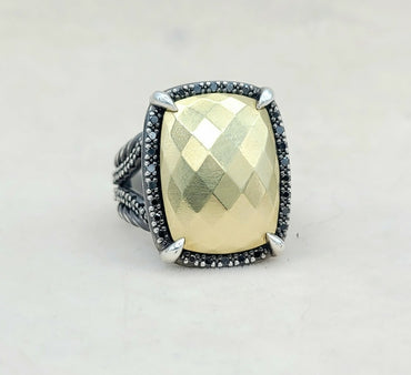 David Yurman Chatelaine Oblong Ring Black Diamonds & Gold