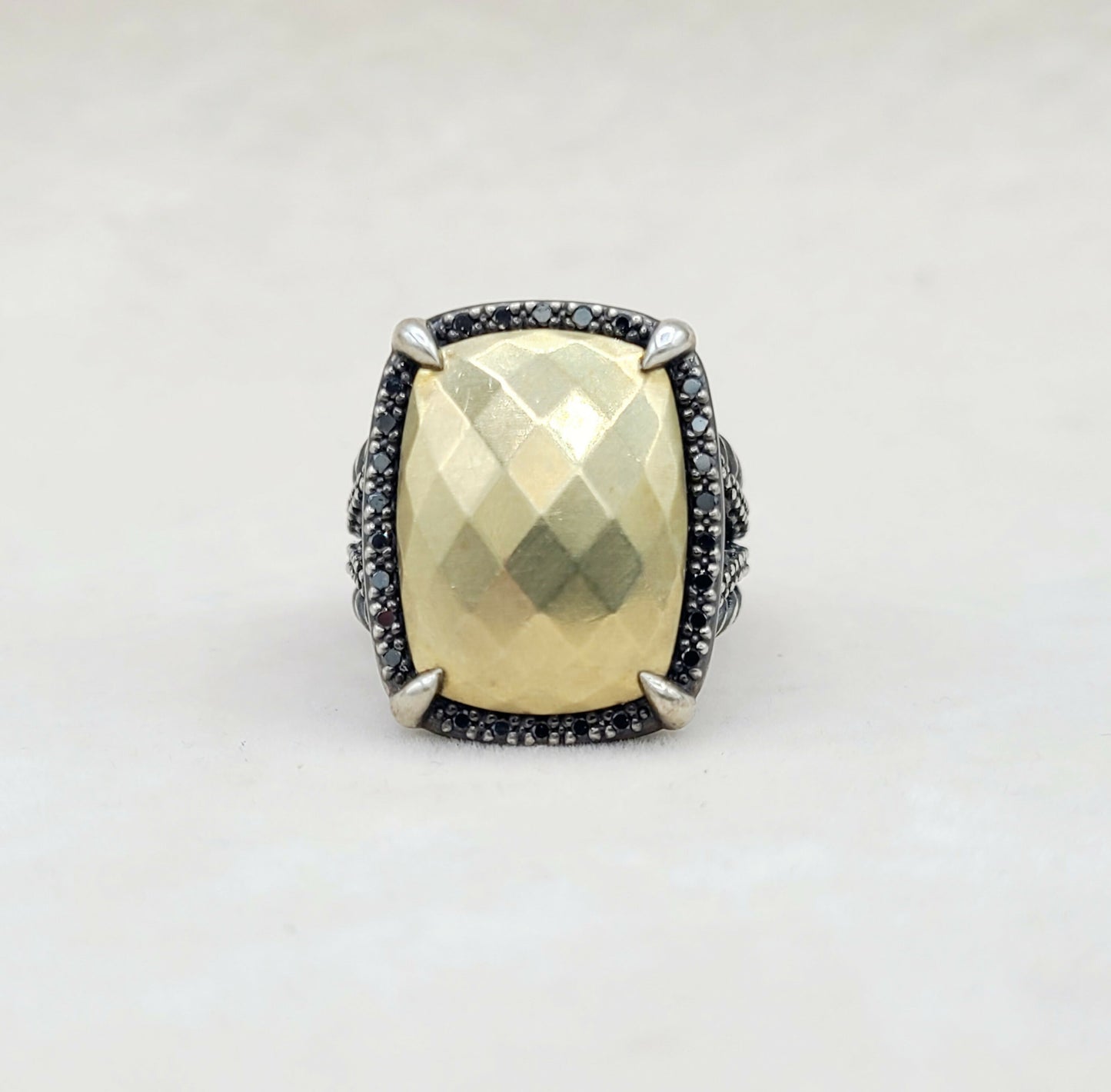 David Yurman Chatelaine Gold Dome Black Diamond Ring Certified AYW Luxury #