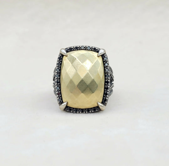 David Yurman Chatelaine Oblong Ring Black Diamonds & Gold