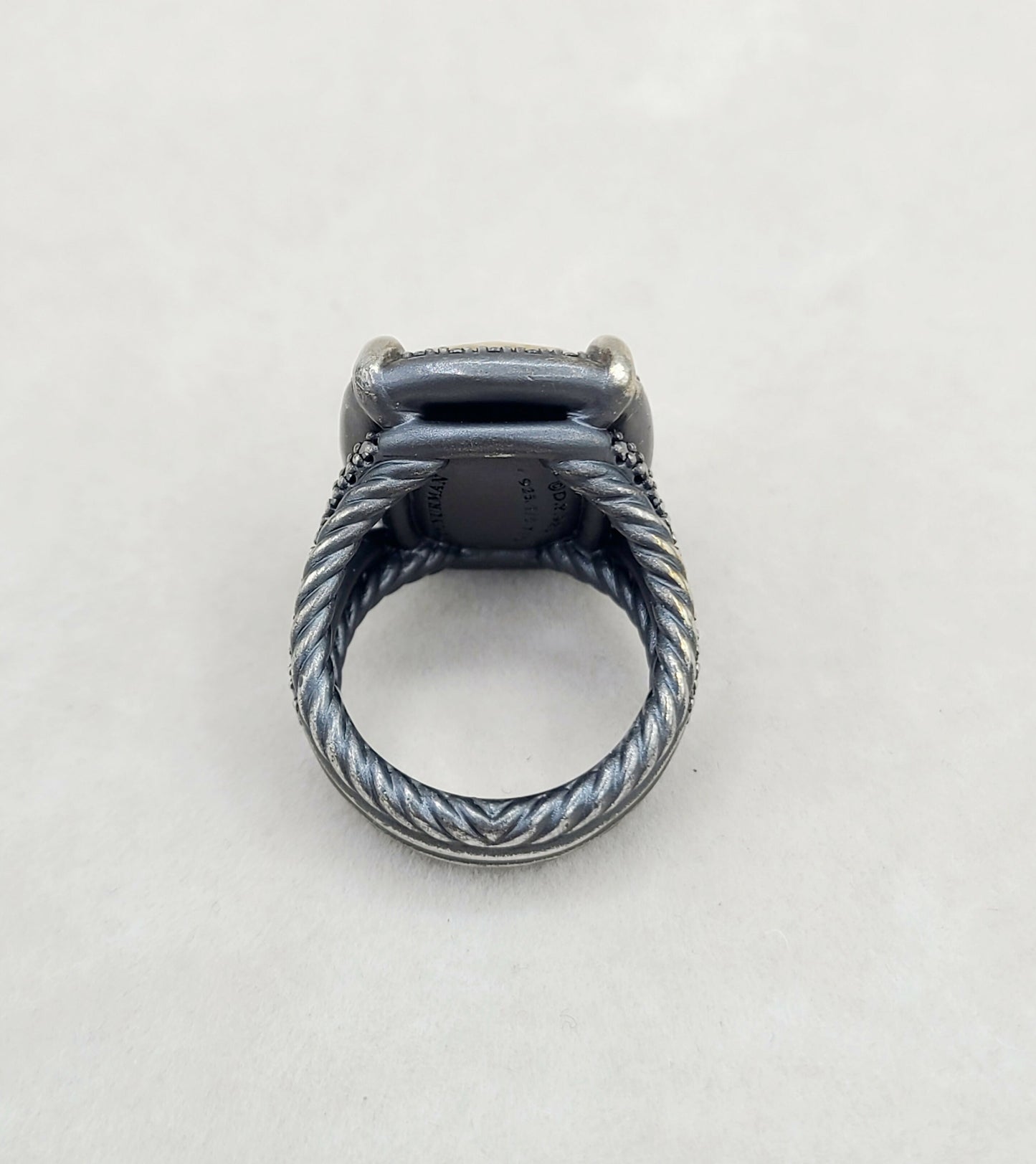 David Yurman Chatelaine Gold Dome Black Diamond Ring Certified AYW Luxury #