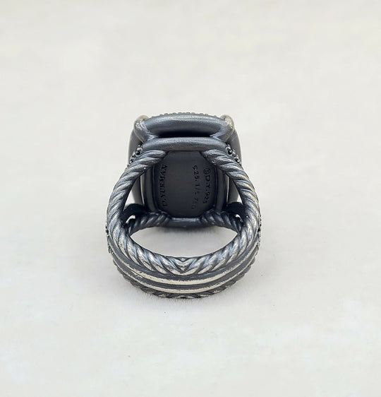 David Yurman Chatelaine Oblong Ring Black Diamonds & Gold