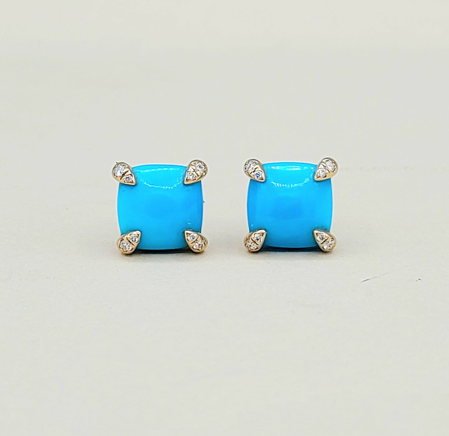 David Yurman Chatelaine Stud Earrings Turquoise & Diamonds AYW Luxury