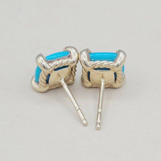 David Yurman Chatelaine Stud Earrings Turquoise & Diamonds
