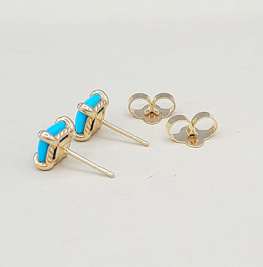 David Yurman Chatelaine Stud Earrings Turquoise & Diamonds