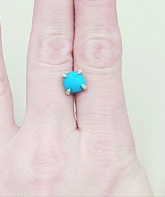 David Yurman Chatelaine Stud Earrings Turquoise & Diamonds