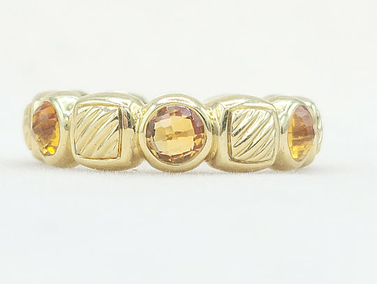 David Yurman Chiclet Band Ring – Citrine & 18k Gold