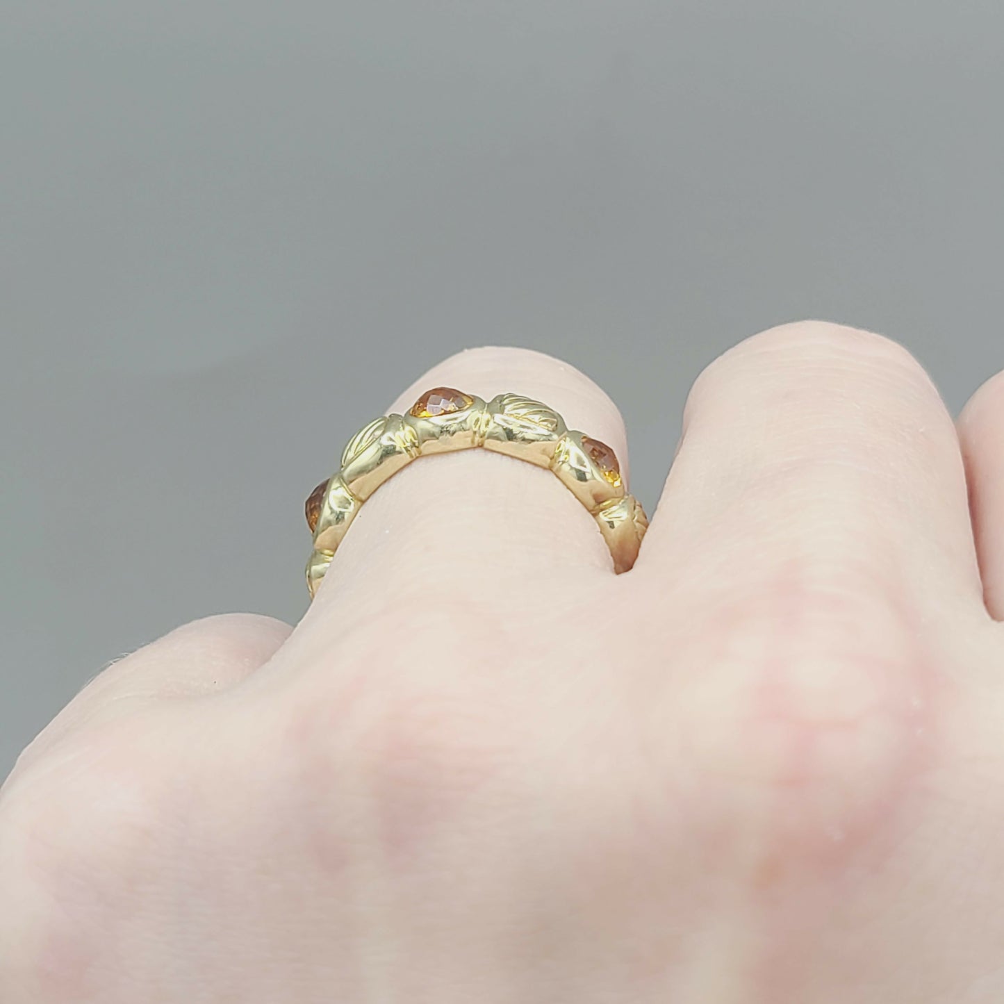 David Yurman Chiclet Citrine Gold Band Ring | Certified Pre-Owned AYW Luxury #
