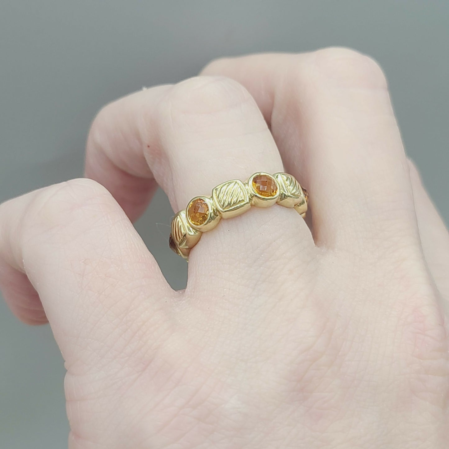 David Yurman Chiclet Citrine Gold Band Ring | Certified Pre-Owned AYW Luxury #