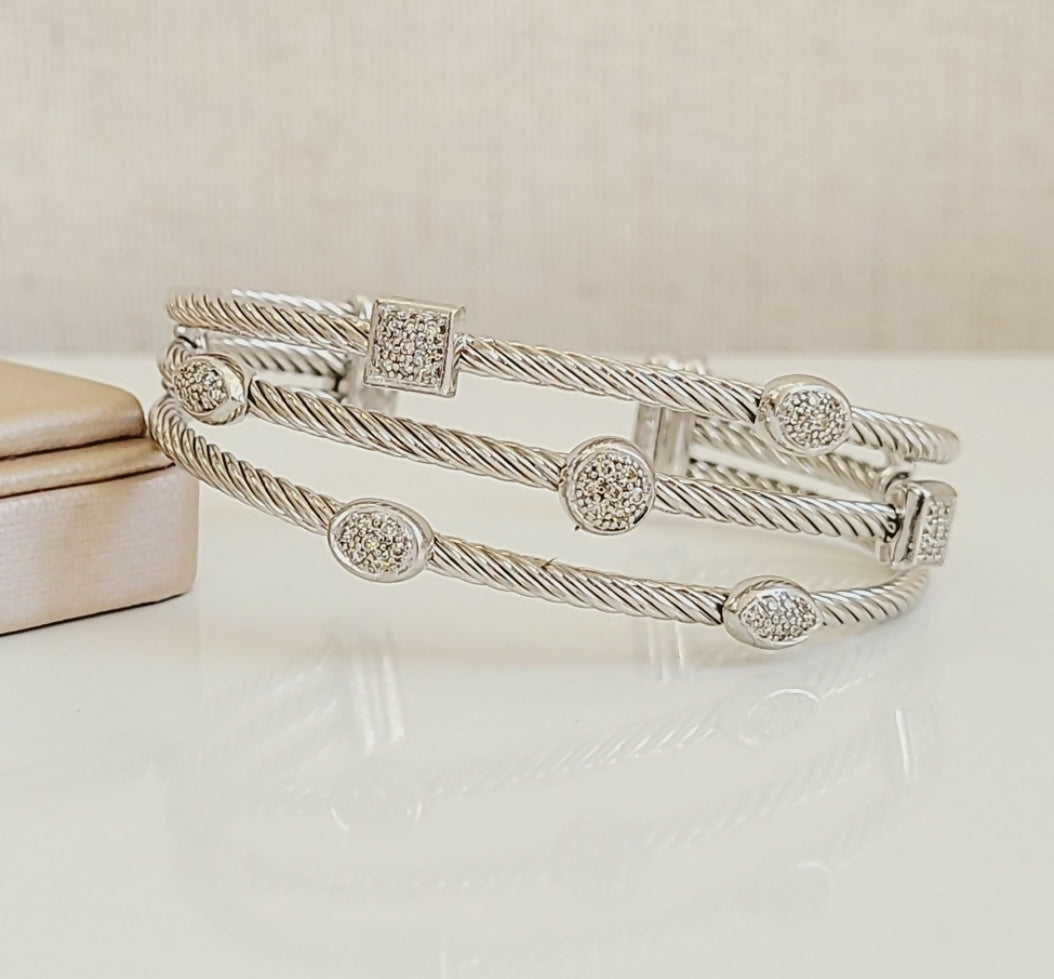 David Yurman Three Row Confetti Diamond Bracelet