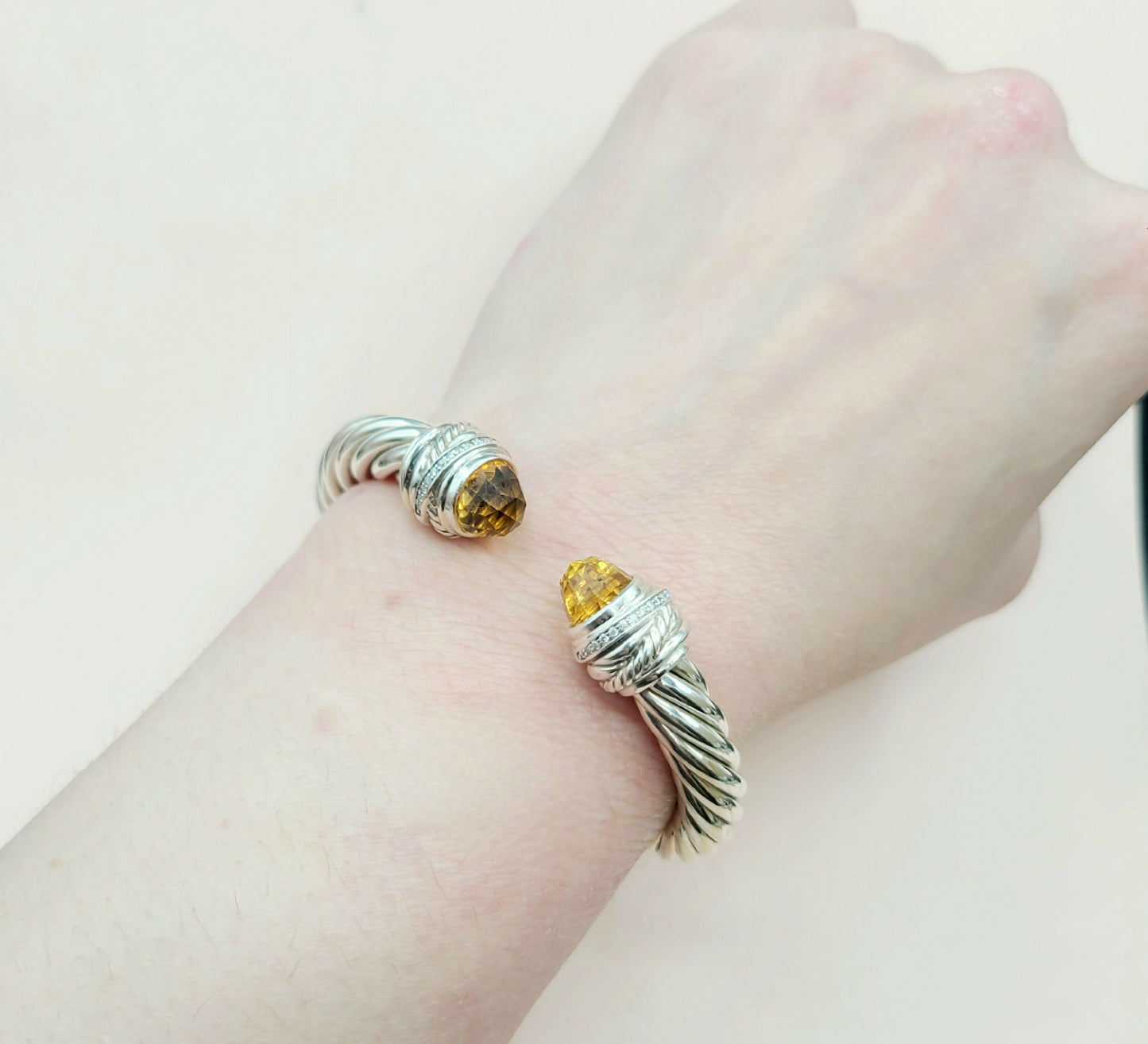 David Yurman Crossover Bracelet 8.5mm Citrine & Diamonds AYW Luxury #