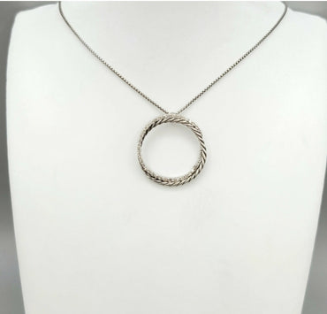 David Yurman Crossover Necklace Pave Diamond Circle