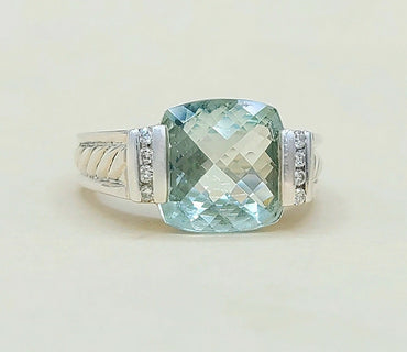David Yurman Deco Ring – Prasiolite & Diamonds