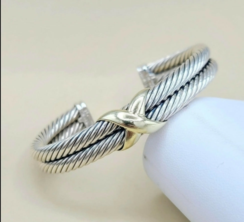 David Yurman Double Cable X Gold Bracelet | Certified Pre-Owned AYW Luxury #