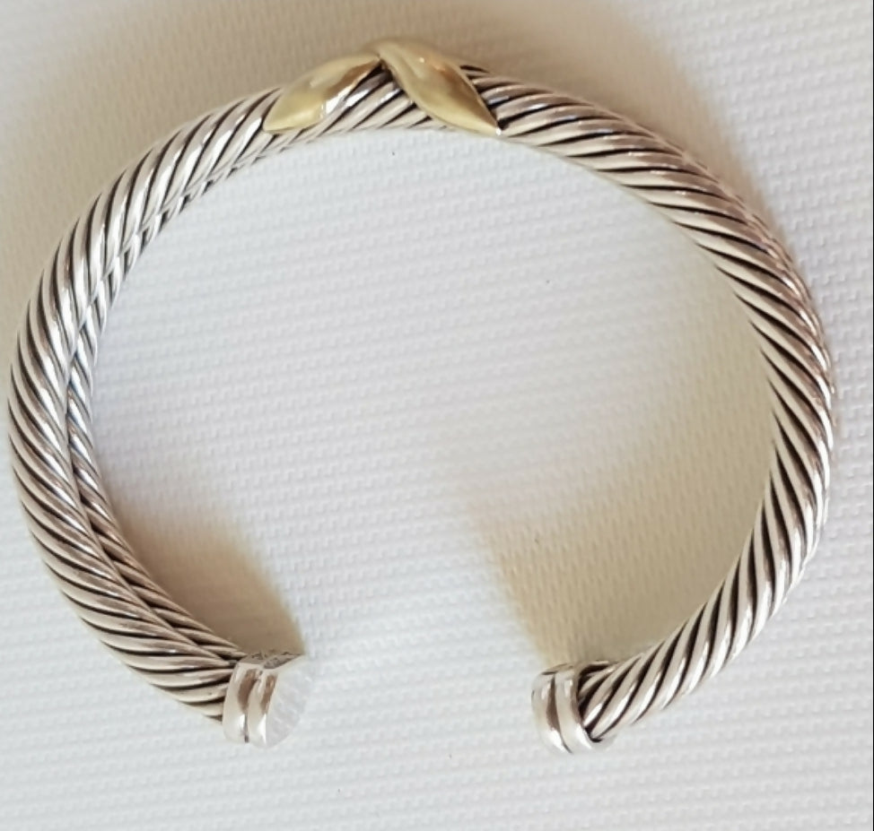 David Yurman Double Cable X Gold Bracelet | Certified Pre-Owned AYW Luxury #