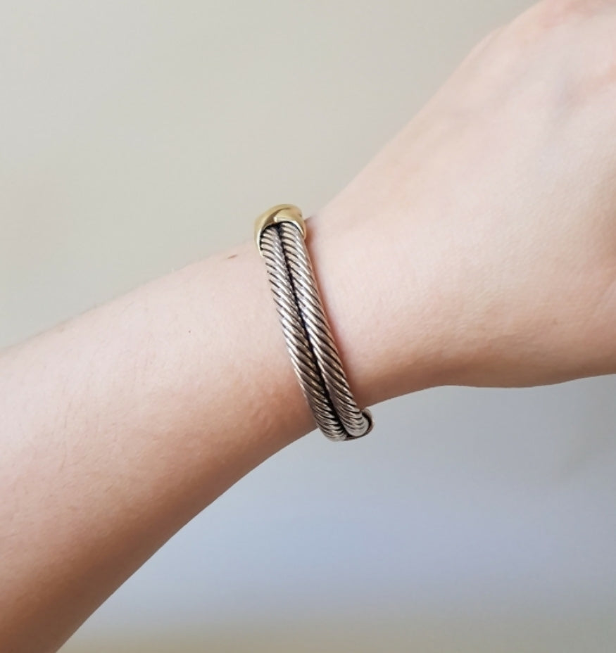 David Yurman Double Cable X Gold Bracelet | Certified Pre-Owned AYW Luxury #