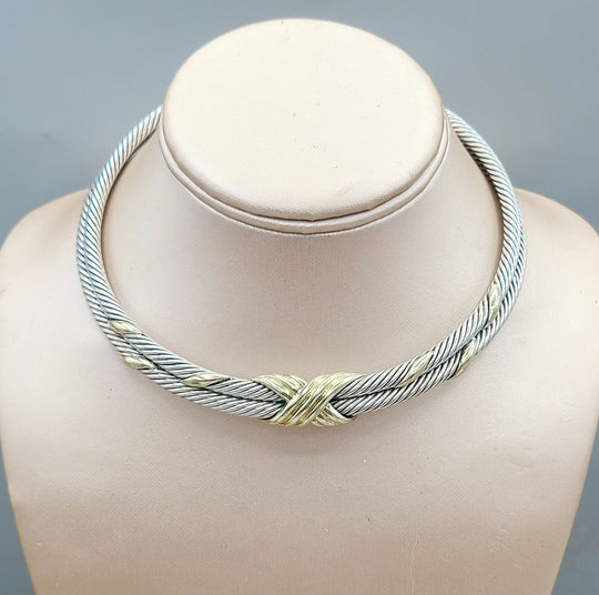 David Yurman Double Cable X Choker Necklace
